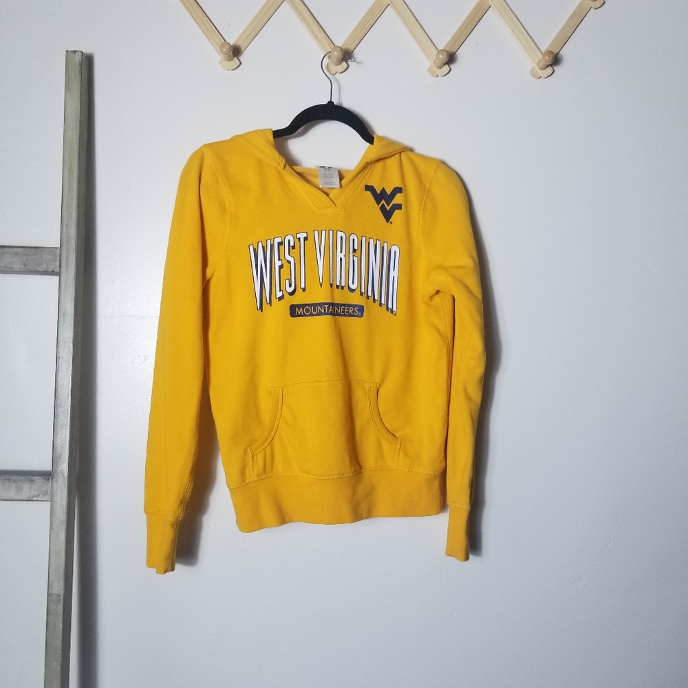 RUSSELL WEST VIRGINIA MOUNTAINEERS GOLD HOODIE SIZE SMALL